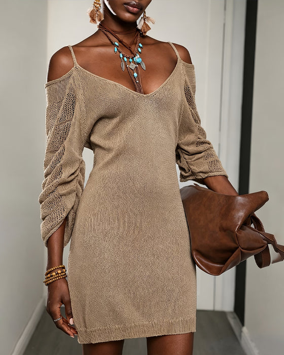 Robe Pull Camisole Off-Épaule Tricoté