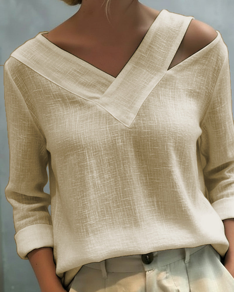 Haut Élégant Col V Décolleté Bretelle Tombante