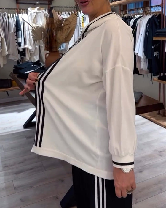 Ensemble deux pièces à capuche et rayures