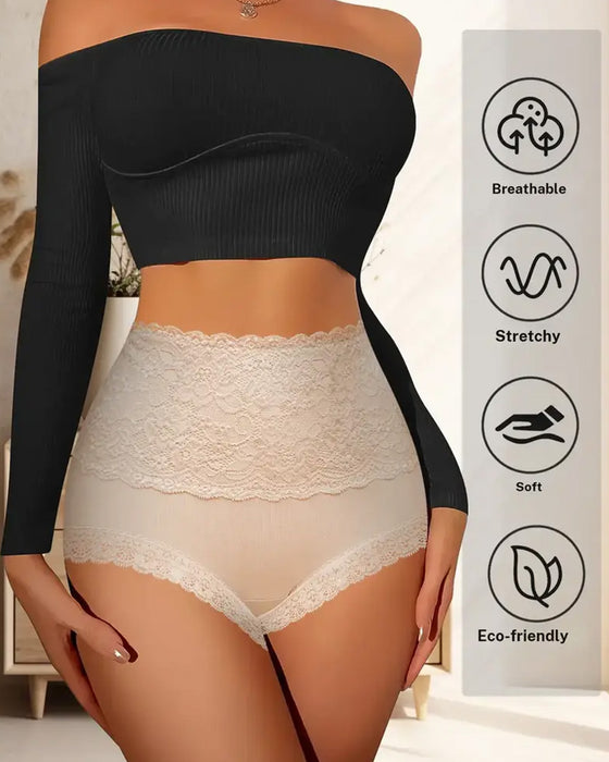 Culotte Avec Dentelle Et Contrôle Ventre Taille Haute