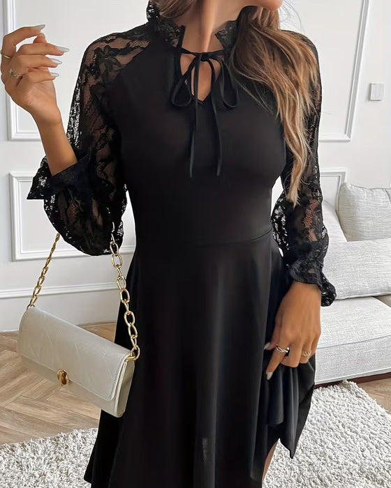 Robe Dentelle Patchwork Élégante Slim