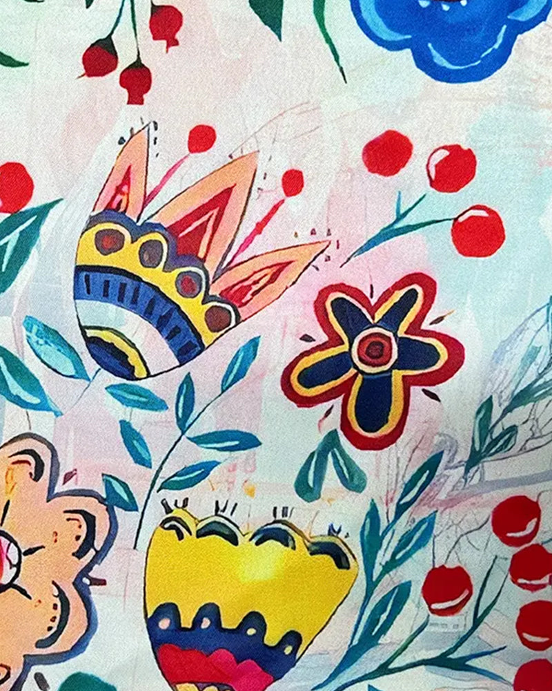 Blouse Léopard Imprimé Floral Manche Volantée