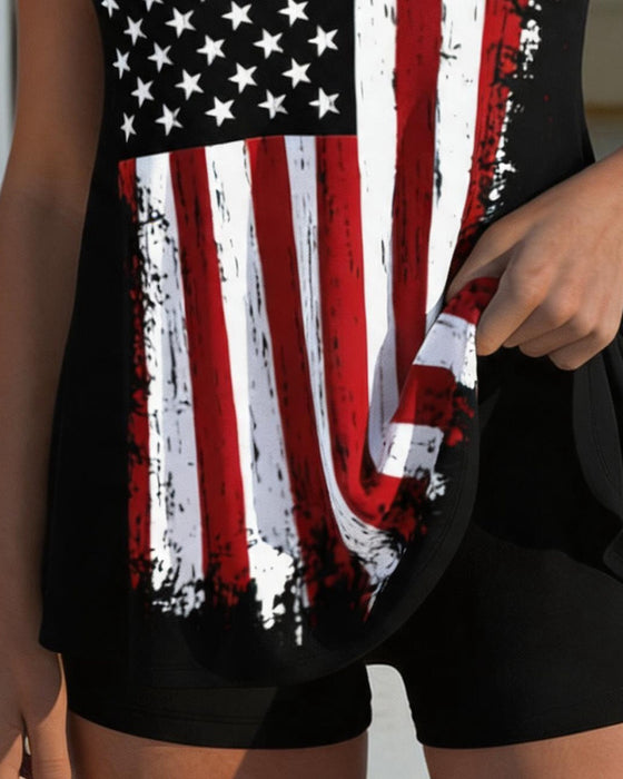 Tankini Drapeau Décontractée Deux Pièces
