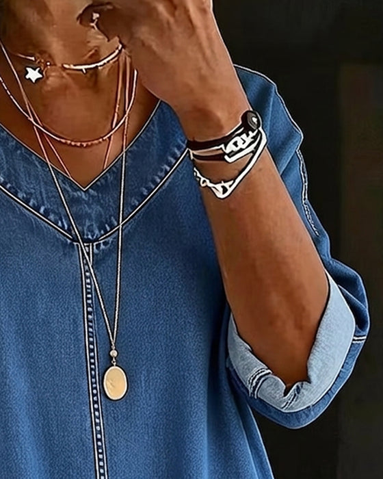 Blouse Col En V Ample Denim
