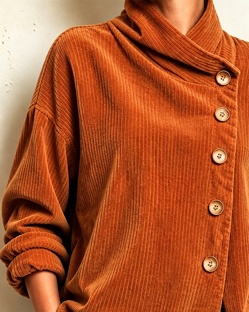 Manteau Col Roulé Bouton Lâche