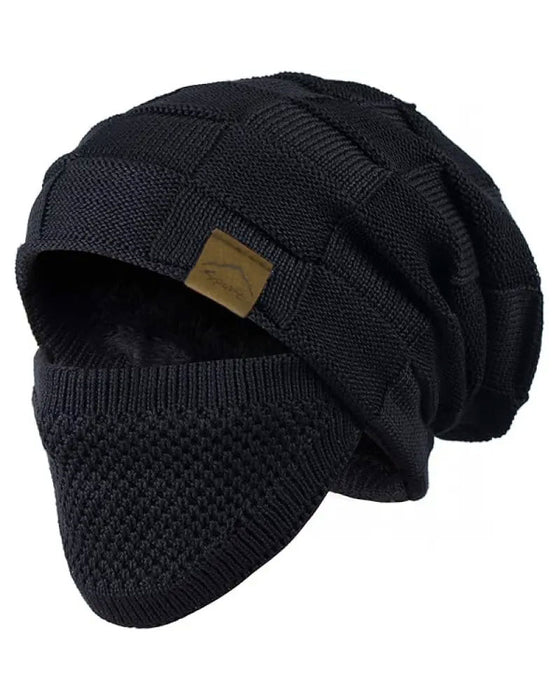 Bonnet Tricoté Masque Ensemble Hiver Bonnet Visage Oreille Couverture