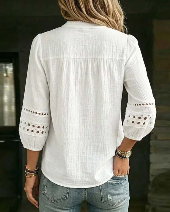 Blouse Col Mandarine Évidé