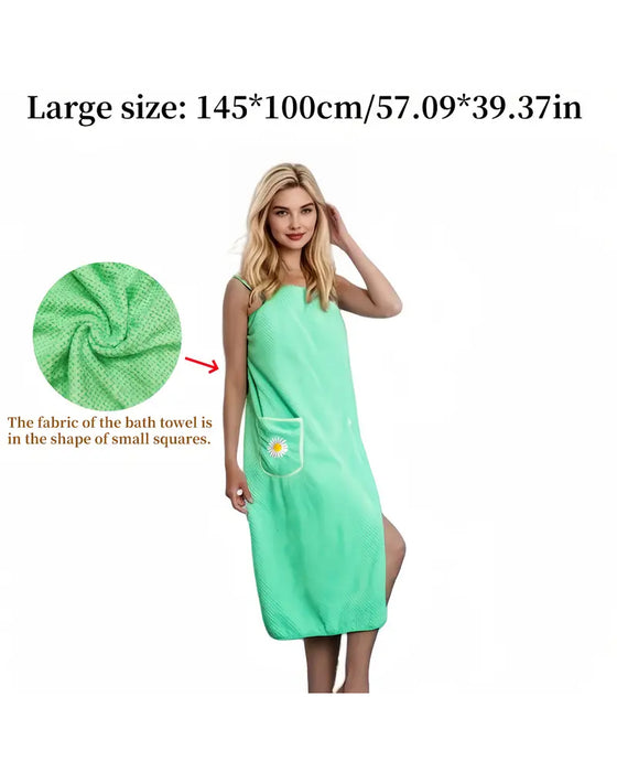 Doux Absorbant Séchage Rapide Portable Serviette De Bain Jupe Avec Poche À Motif Fleuri