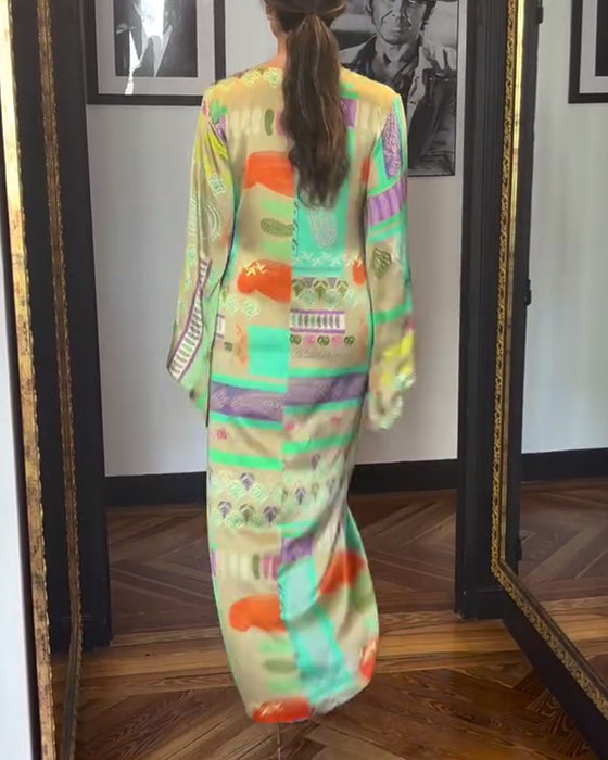 Robe À Manches Longues Avec Imprimé Nœud