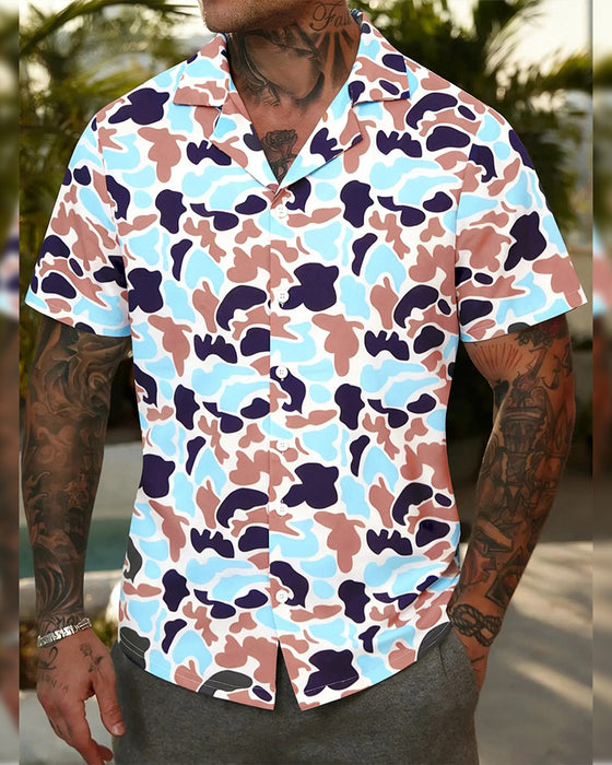 Chemise Homme Décontractée À Motif Camouflage