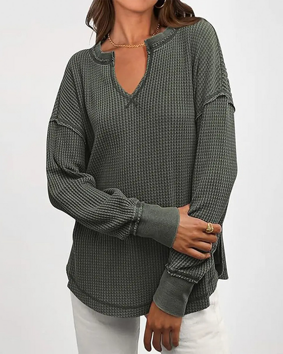 Haut Gaufre Henley Manche Longue