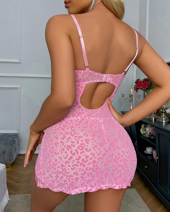 Robe Transparente Maille Serrée Jarretelles