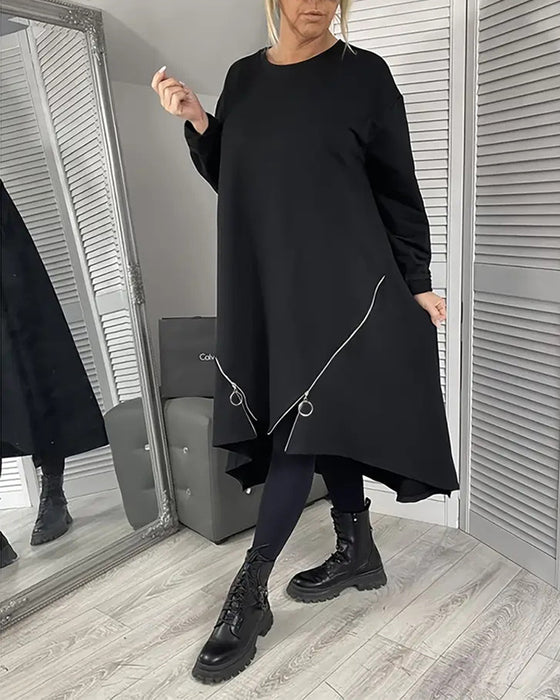 Robe Ample Oversize À Fermeture Éclair