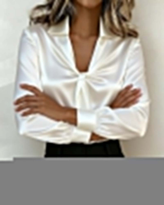 Chemise stylée unie à col en V