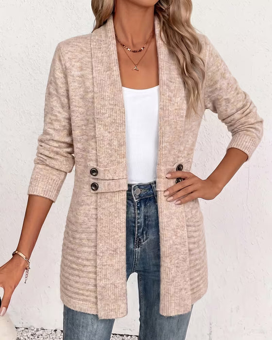 Cardigan Unie Bouton Orné
