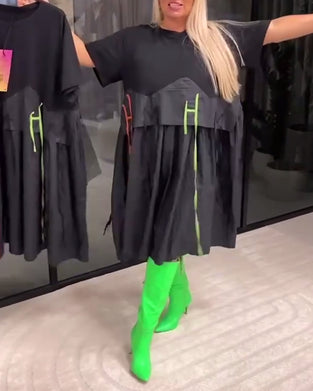 Robe Couture Ruban Fausse Deux-Pièces