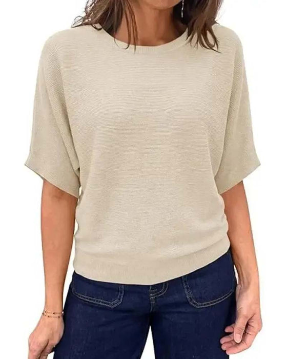 Pull Col Rond Manche Courte Unie
