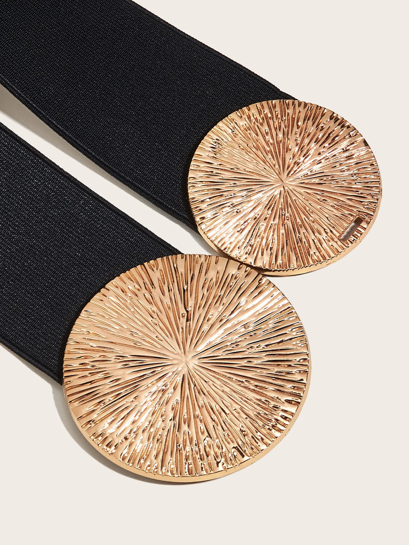 Ceinture Vintage Élastique Pour Femme Avec Boucle Dorée