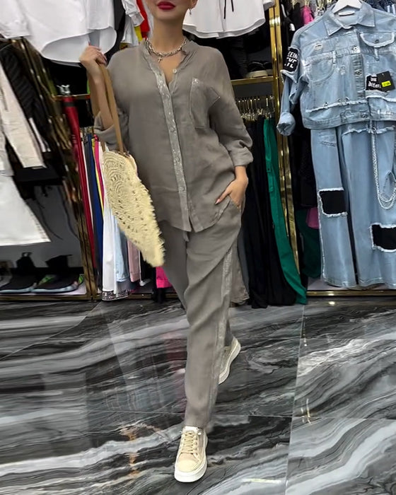 Costume Col Montant Poche Décontracté