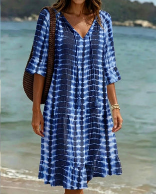 Robe Col V, Imprimé Dégradé, Vacances