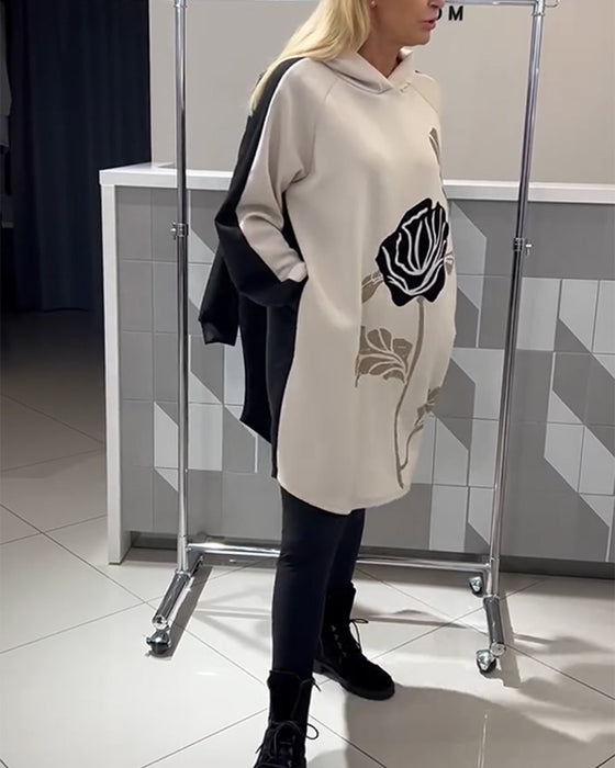 Robe À Capuche Color-Block Imprimé Floral