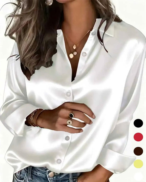 Chemise Col Drapé Manches Longues Décontractée