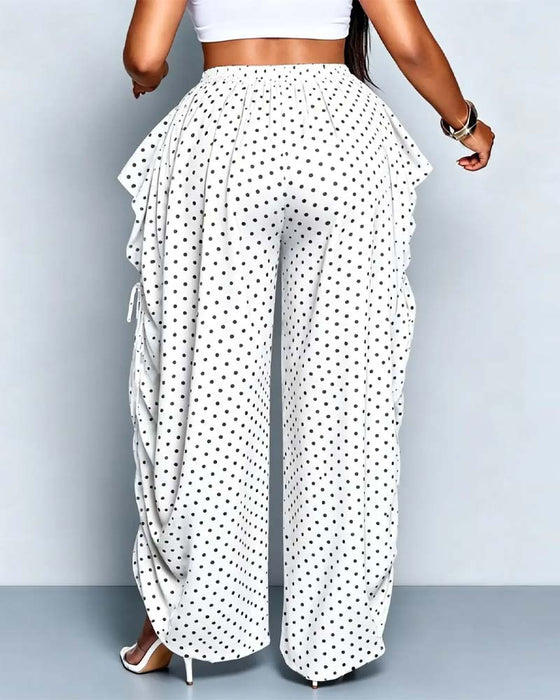 Pantalon Petit Pois Large Jambe Lounge