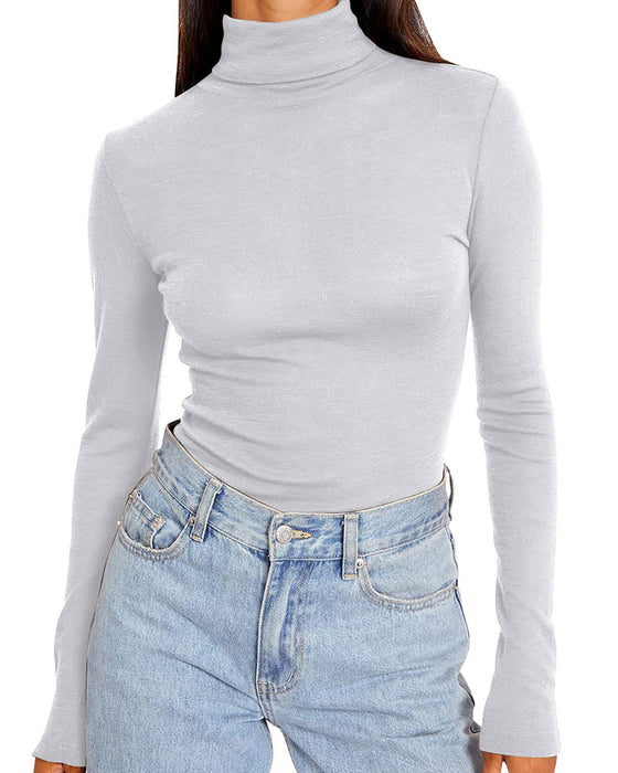 Haut Uni Demi Col Roulé Sous-Couche