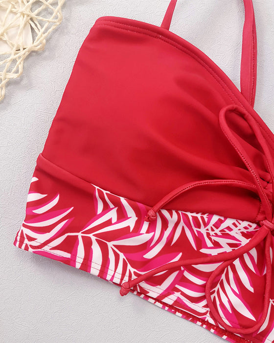 Bikini Haute Taille Boyleg Imprimé