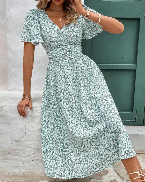 Robe Florale Col V Taille