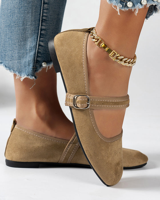 Femme Vintage Classique Élégant Bout Carré Classique Mary Jane Chaussures