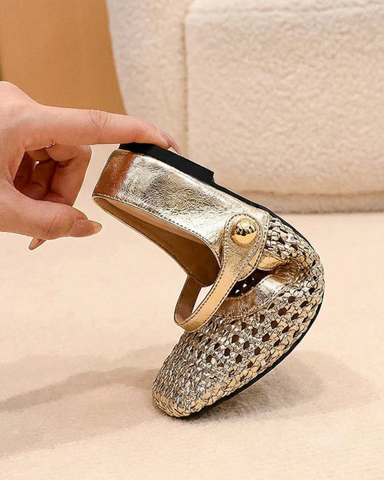 Chaussures Bout Carré Tissé Évidé