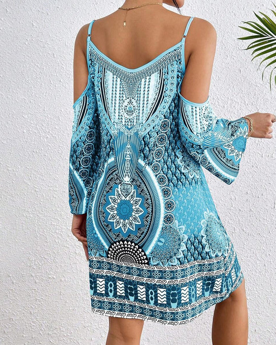 Robe Sans Bretelles Décolleté Imprimée Shift