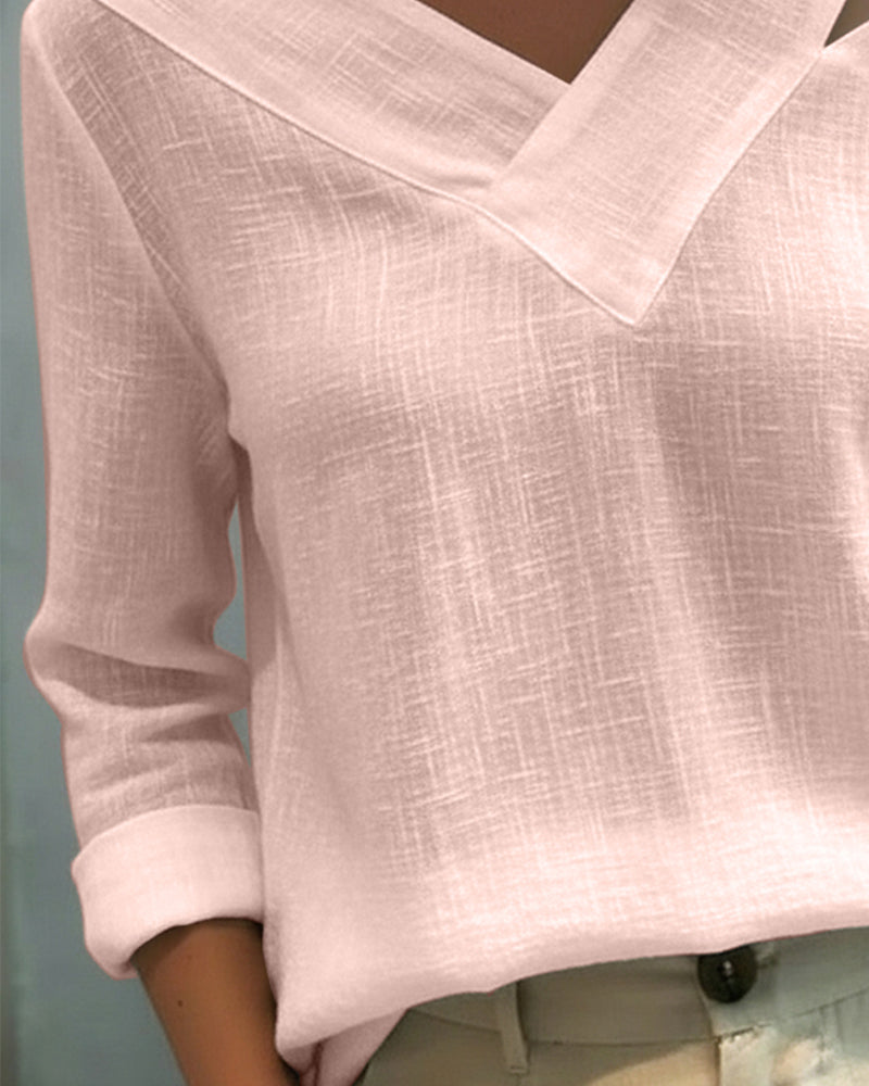 Haut Élégant Col V Décolleté Bretelle Tombante