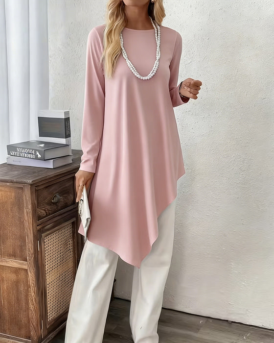 Haut Asymétrique Mi-Long Uni