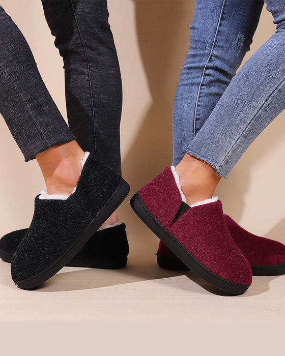 Chaussures plates tout compris en peluche de couleur unie