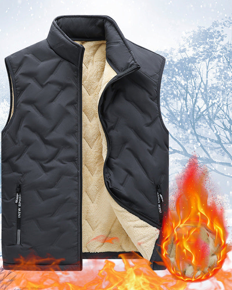 Gilet Unisex Hiver Chaud Décontracté Sans Manches Matelassé Doublure Polaire