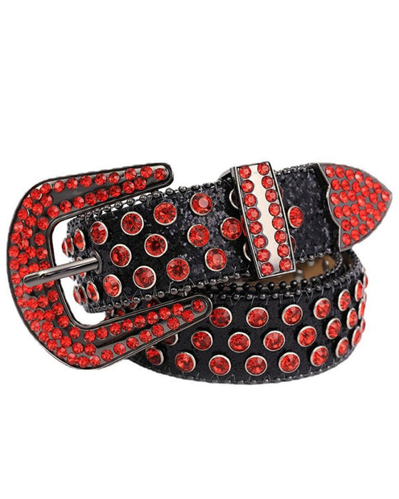 JASGOOD Ceinture Pour Femmes Et Hommes Avec Strass, Bling Western Cowgirl Cowboy Ceinture En Cuir Clouté, Ceinture Taille Diamant Pour Jeans Et Pantalons