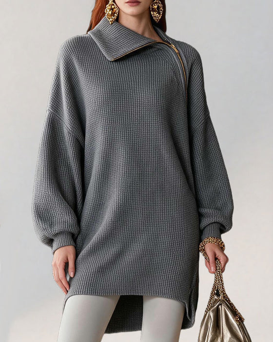 Robe Mode Fermeture Éclair Longue Tricotée