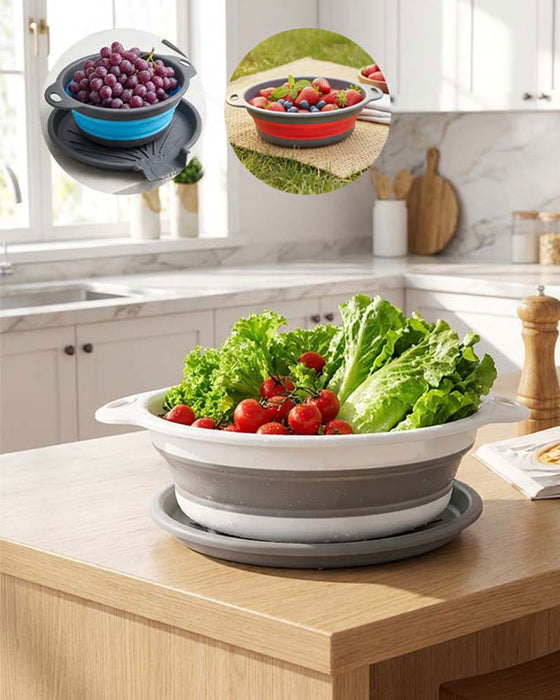 Ensemble Passoire Égouttoir De Cuisine Pliable Avec Plateau D'Égouttage