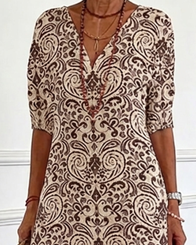 Robe Vintage Florale Encolure V Maxi