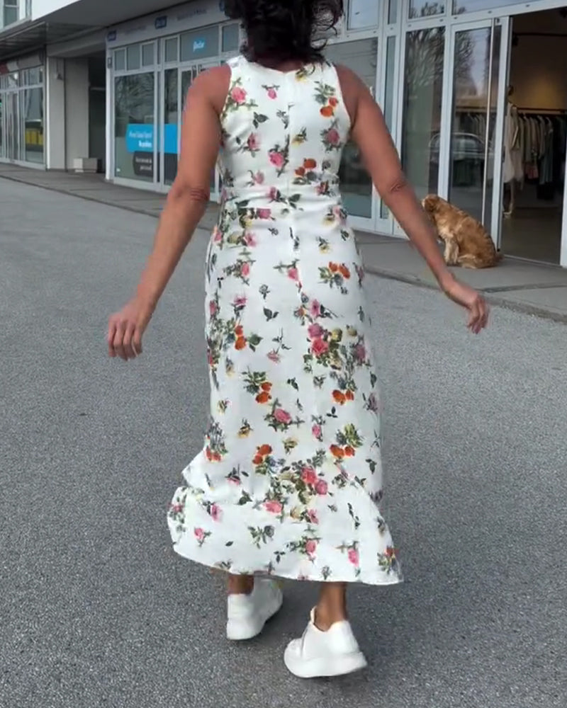 Robe Sans Manches Imprimée Décontractée