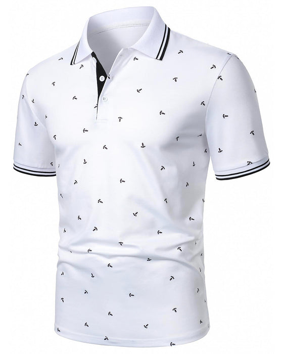 T-Shirt Col Polo Motif Flèche Décontracté