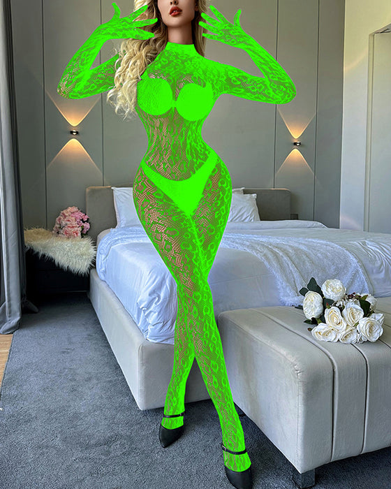 Sous-Vêtements Manches Longues Une-Pièce Bas-Réseau