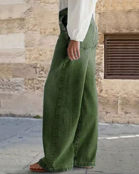 Jean Multi-Bouton Lavé Lâche