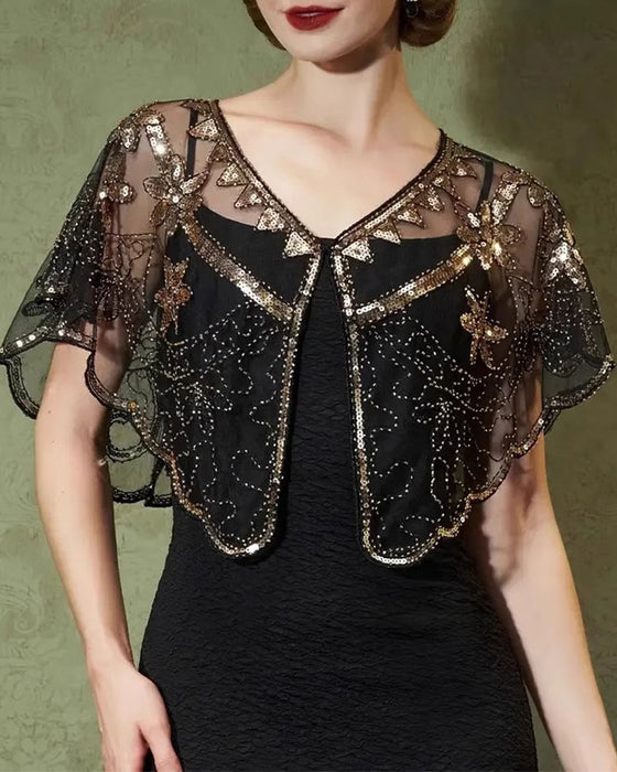 Châle Dentelle Vintage avec Perles