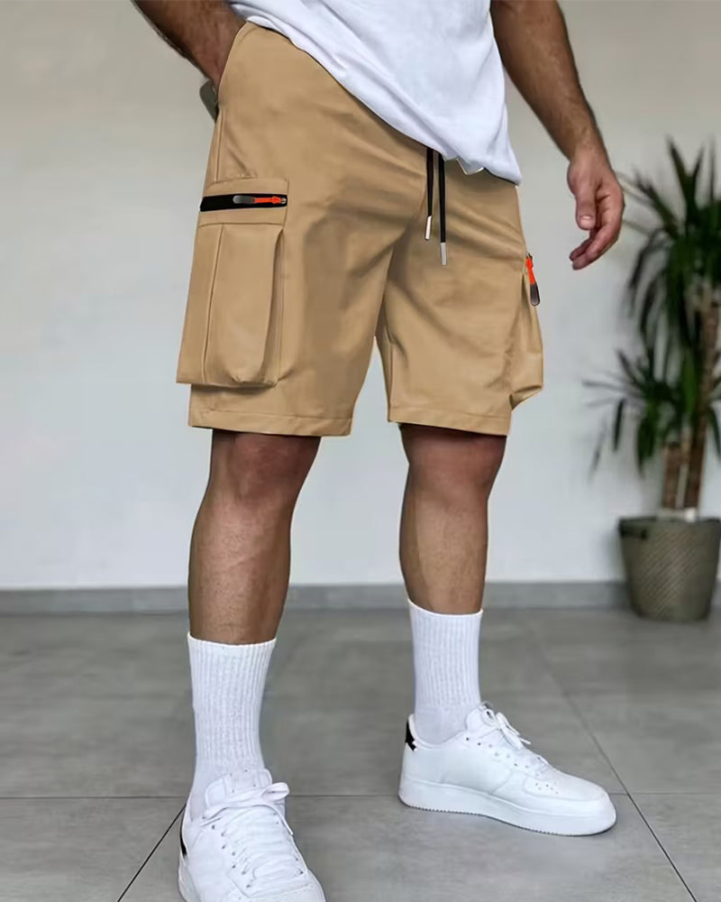 Pantalon Homme Unie Coupe Loose Court Cargo