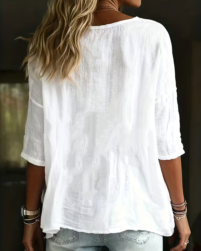 Haut Col-rond Large Uni-couleur