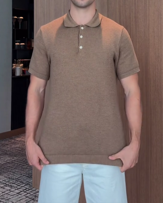 T-Shirt Homme Coupe Ample, Col Polo Décontracté