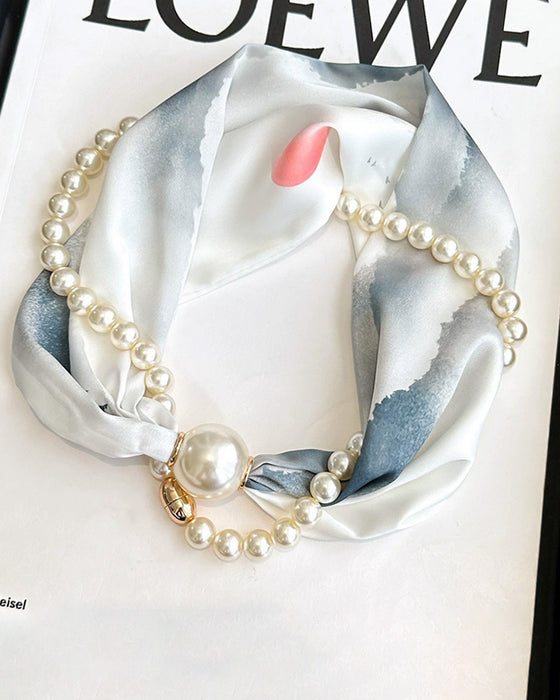 Collier Long Orné De Perles Soie